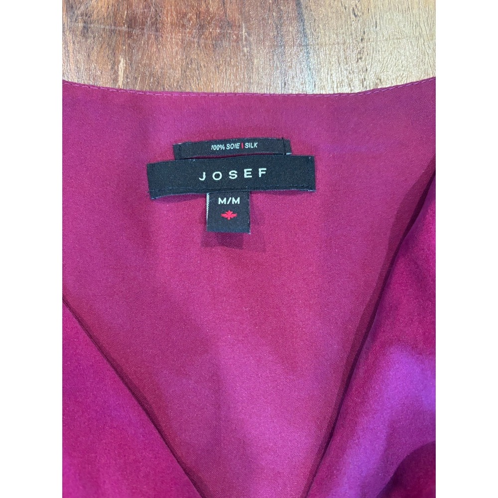 Josef bright pink 100% silk dress ruched womens' size medium party wedding guest - Picture 8 of 9